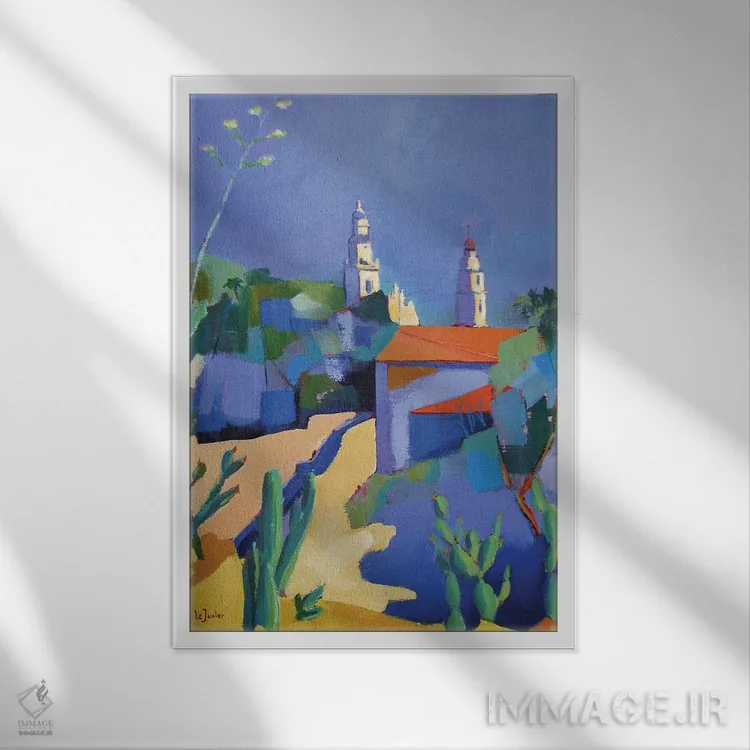 تابلو دکوراتیو A City On The French Riviera,مانتون، شهری در سواحل آز… اثر ژان-نوئل لو ژونتر - نمای قابدار سفید