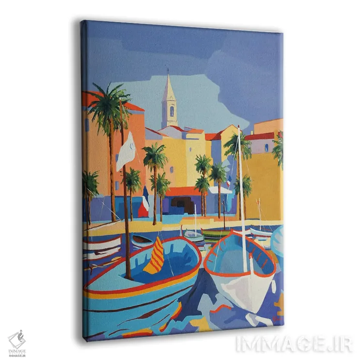 تابلو دکوراتیو A Harbor On The French Riviera,سناری، بندری در سواحل… اثر ژان-نوئل لو ژونتر - نمای پرسپکتیو محصول