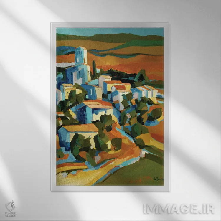 تابلو دکوراتیو A Village In Southern France,سنت-ژان-دو-کوکول، روستای… اثر ژان-نوئل لو ژونتر - نمای قابدار سفید