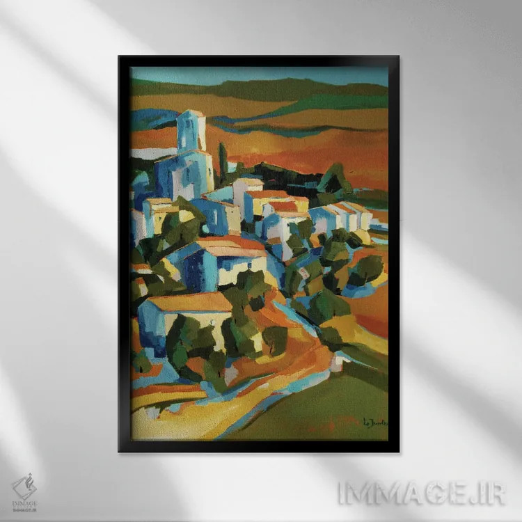 تابلو دکوراتیو A Village In Southern France,سنت-ژان-دو-کوکول، روستای… اثر ژان-نوئل لو ژونتر - نمای قابدار مشکی