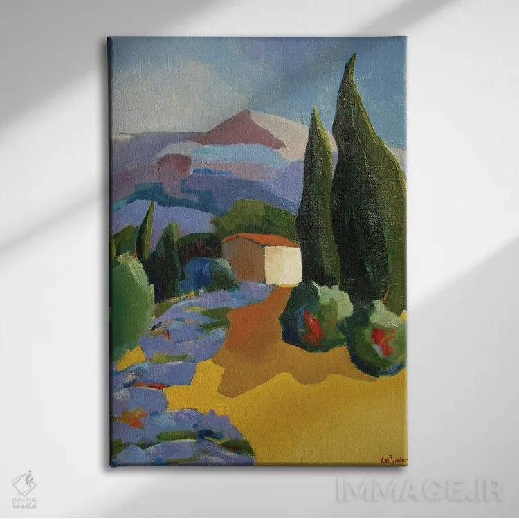 تابلو دکوراتیو کلبه روستایی قدیمی در پروانس اثر ژان-نوئل لو ژونتر - نمای روبهرو روی دیوار