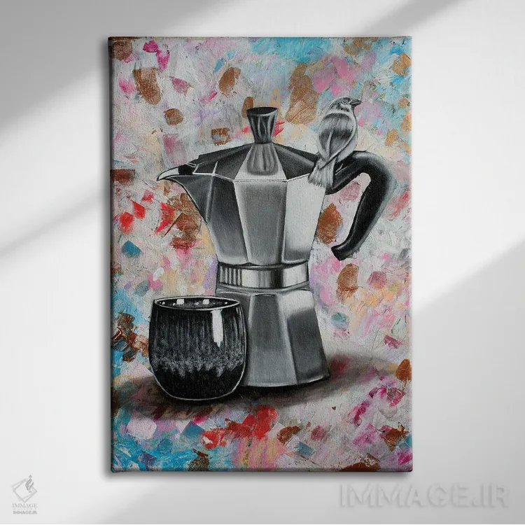 تابلو دکوراتیو قهوه صبحگاهی اثر جونیر ناوارو - نمای روبهرو روی دیوار