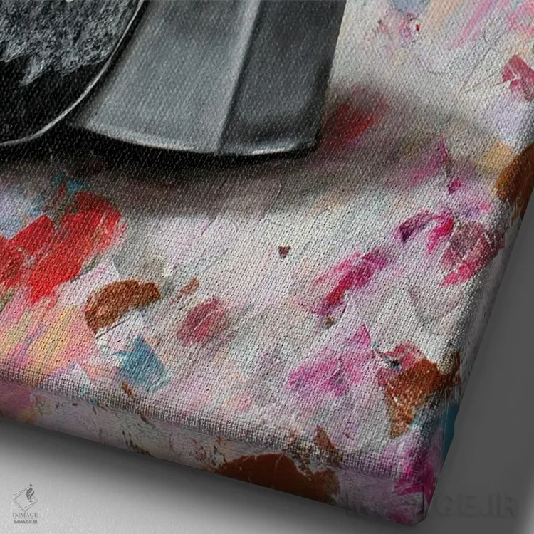 تابلو دکوراتیو قهوه صبحگاهی اثر جونیر ناوارو - نمای نزدیک بافت بوم