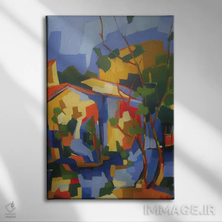 تابلو دکوراتیو خانه های کنار رودخانه اثر ژان-نوئل لو ژونتر - نمای روبهرو روی دیوار