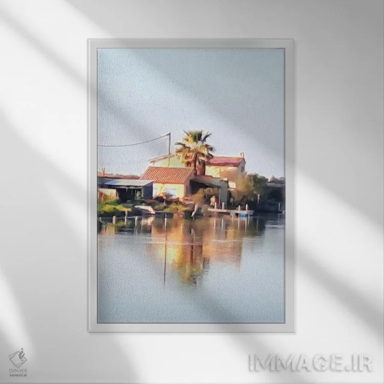 تابلو دکوراتیو خانه کنار دریا در فرانسه اثر ژان-نوئل لو ژونتر - نمای قابدار سفید