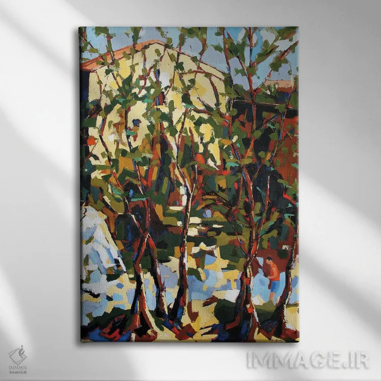تابلو دکوراتیو ماهیگیر کنار یک آسیاب قدیمی اثر ژان-نوئل لو ژونتر - نمای روبهرو روی دیوار