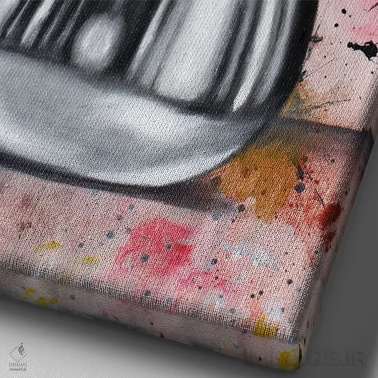 تابلو دکوراتیو کاکتوس و پرنده اثر جونیر ناوارو - نمای نزدیک بافت بوم