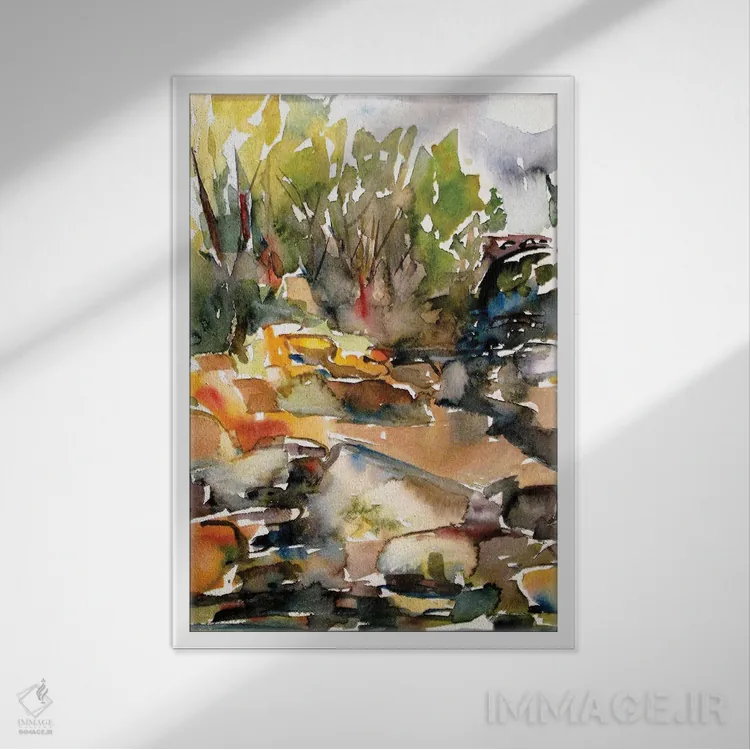 تابلو دکوراتیو لب رودخانه اثر ژان-نوئل لو ژونتر - نمای قابدار سفید