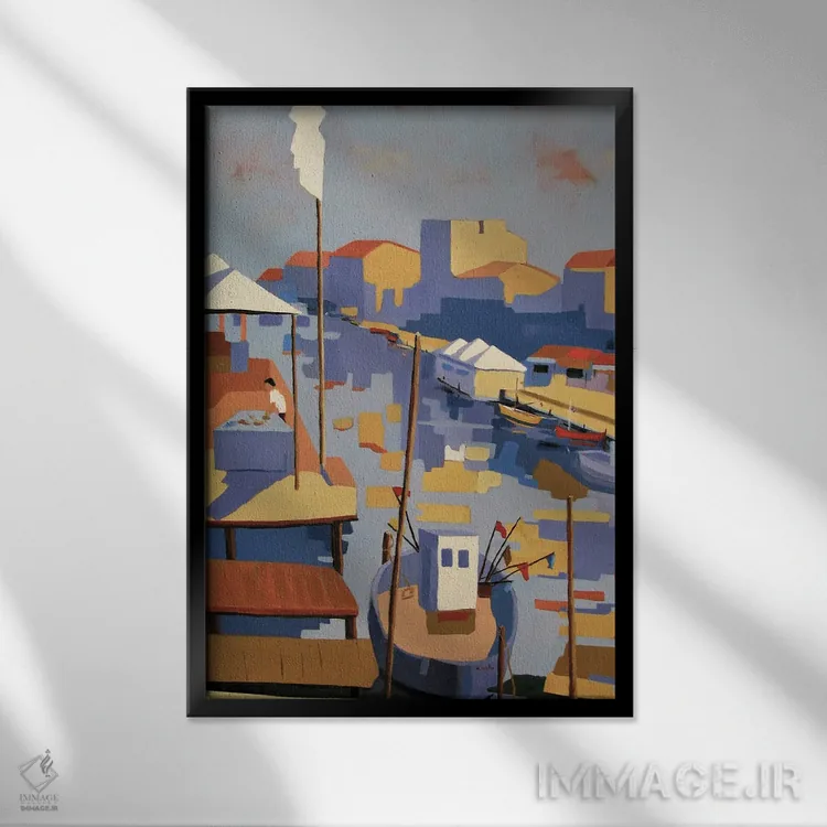 تابلو دکوراتیو A Mediterranean Harbor,پالاواس، بندری در مدیترانه اثر ژان-نوئل لو ژونتر - نمای قابدار مشکی