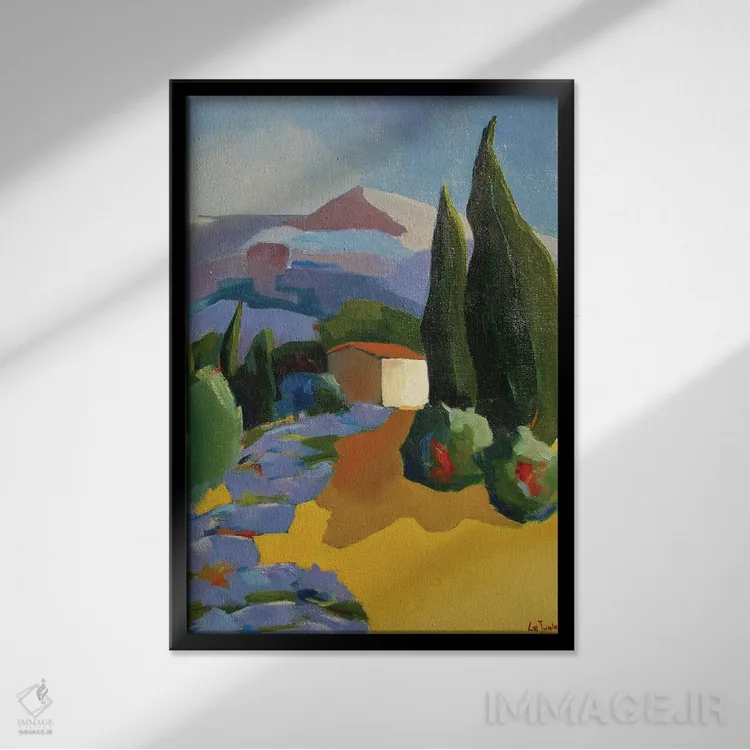 تابلو دکوراتیو کلبه روستایی قدیمی در پروانس اثر ژان-نوئل لو ژونتر - نمای قابدار مشکی