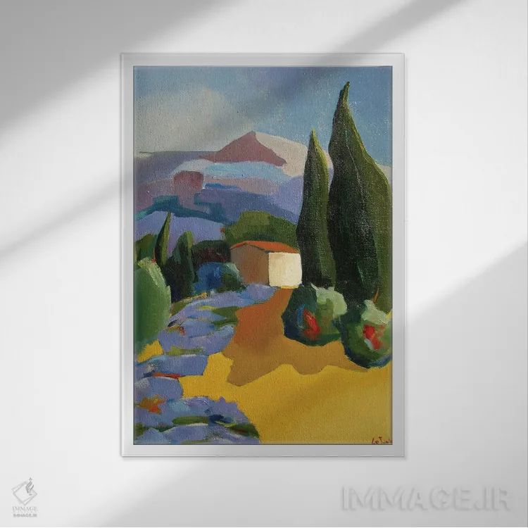 تابلو دکوراتیو کلبه روستایی قدیمی در پروانس اثر ژان-نوئل لو ژونتر - نمای قابدار سفید