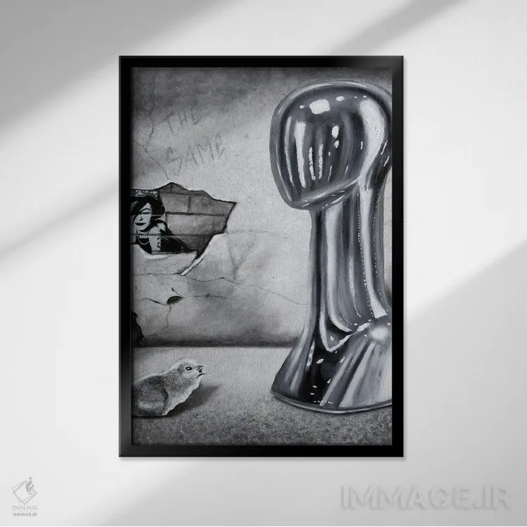 تابلو دکوراتیو همان اثر جونیر ناوارو - نمای قابدار مشکی