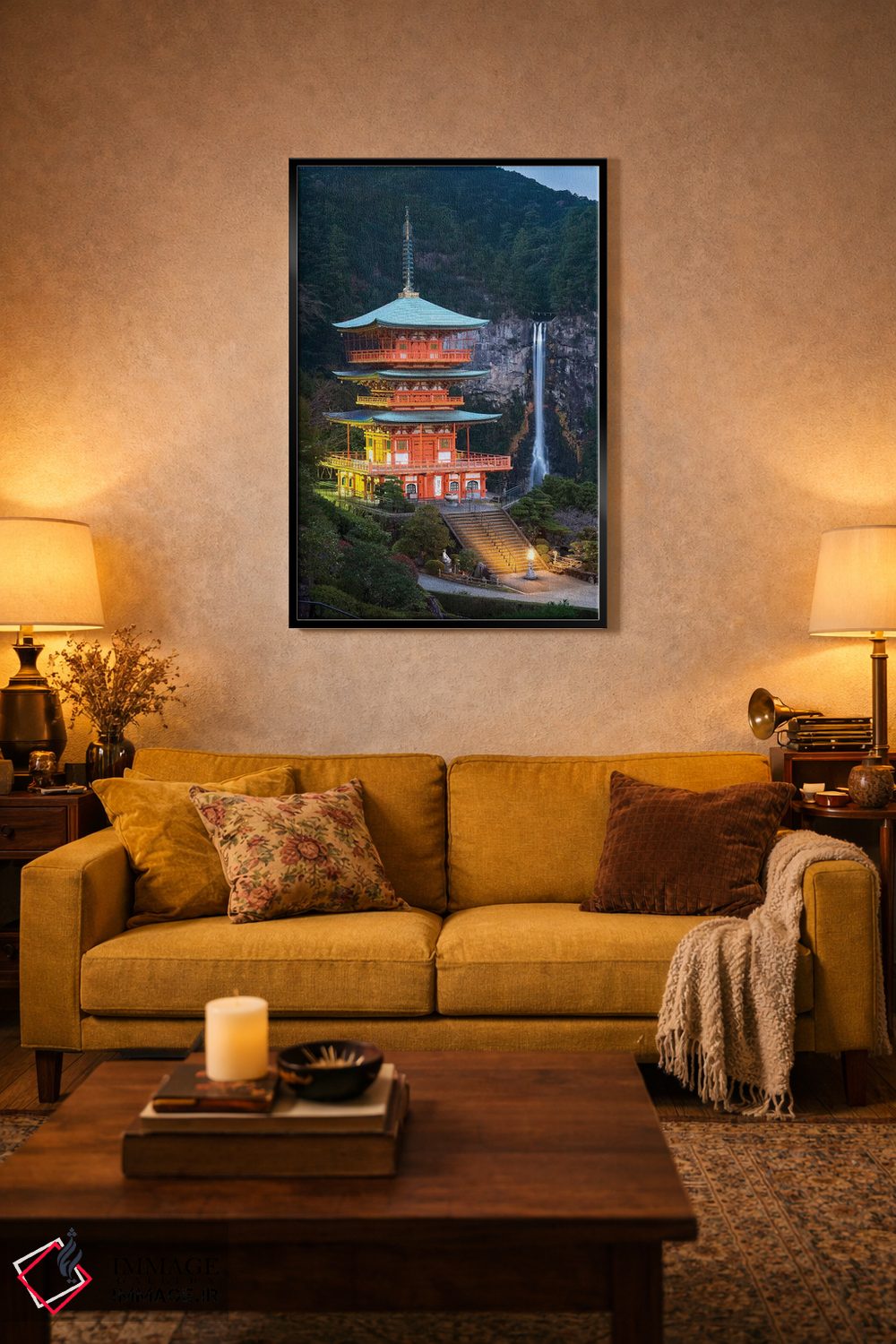 تابلو دکوراتیو پاگودای سیگانتو-جی و آبشار ناچی اثر یان بکه - D4B