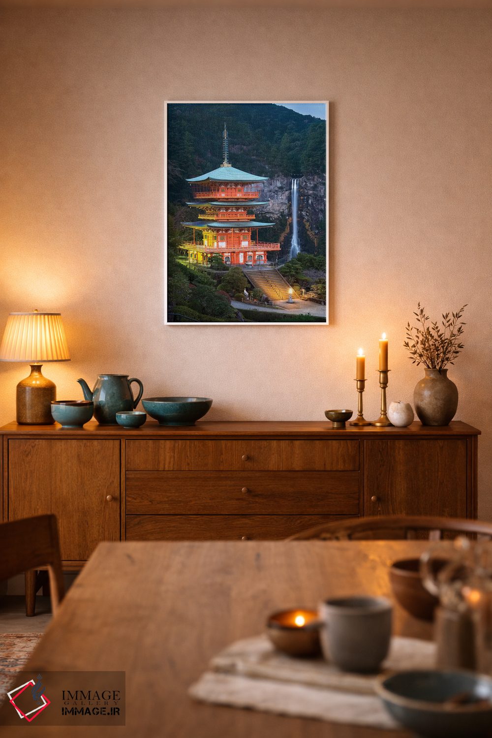 تابلو دکوراتیو پاگودای سیگانتو-جی و آبشار ناچی اثر یان بکه - D5W