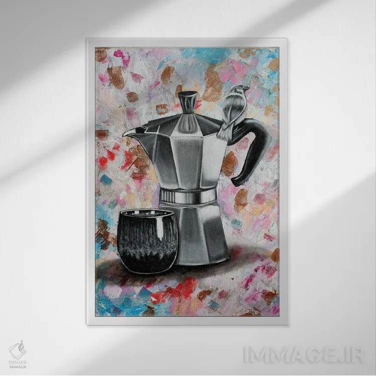 تابلو دکوراتیو قهوه صبحگاهی اثر جونیر ناوارو - نمای قابدار سفید
