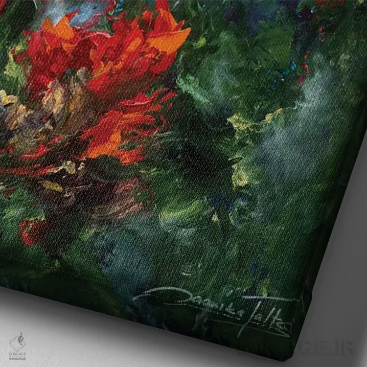 تابلو دکوراتیو با شور و عشق متعلق به تو اثر ژانیکا تالتس - نمای نزدیک بافت بوم