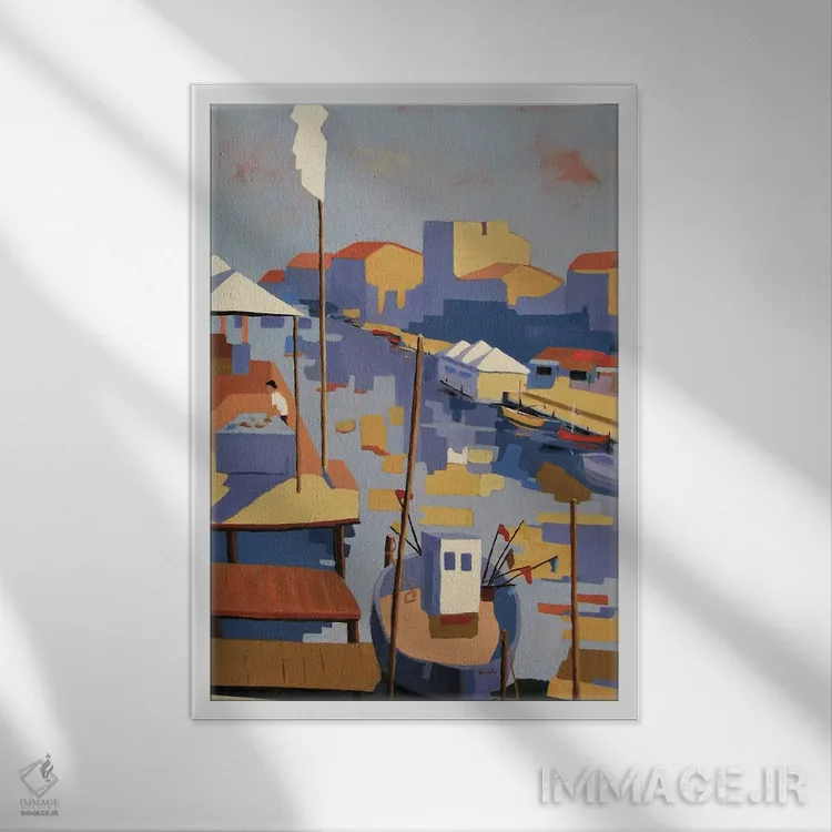 تابلو دکوراتیو A Mediterranean Harbor,پالاواس، بندری در مدیترانه اثر ژان-نوئل لو ژونتر - نمای قابدار سفید