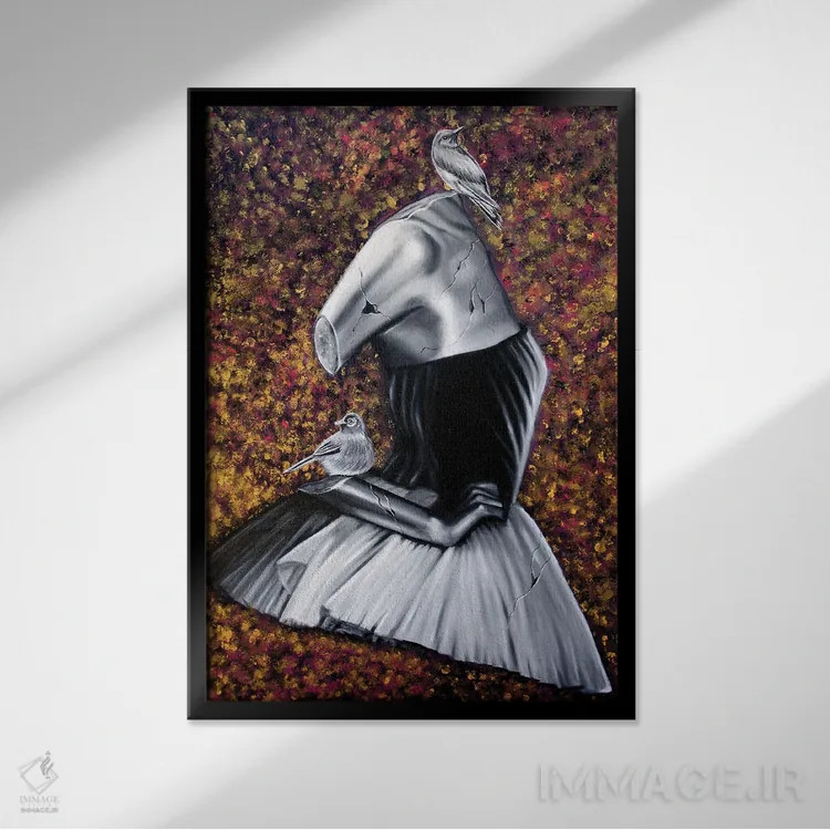 تابلو دکوراتیو رقاص باله اثر جونیر ناوارو - نمای قابدار مشکی