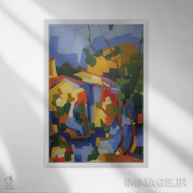 تابلو دکوراتیو خانه های کنار رودخانه اثر ژان-نوئل لو ژونتر - نمای قابدار سفید