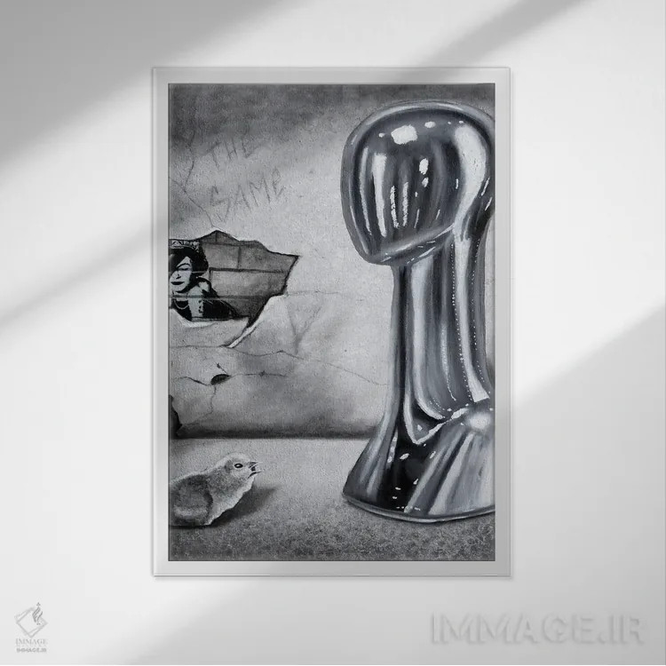 تابلو دکوراتیو همان اثر جونیر ناوارو - نمای قابدار سفید