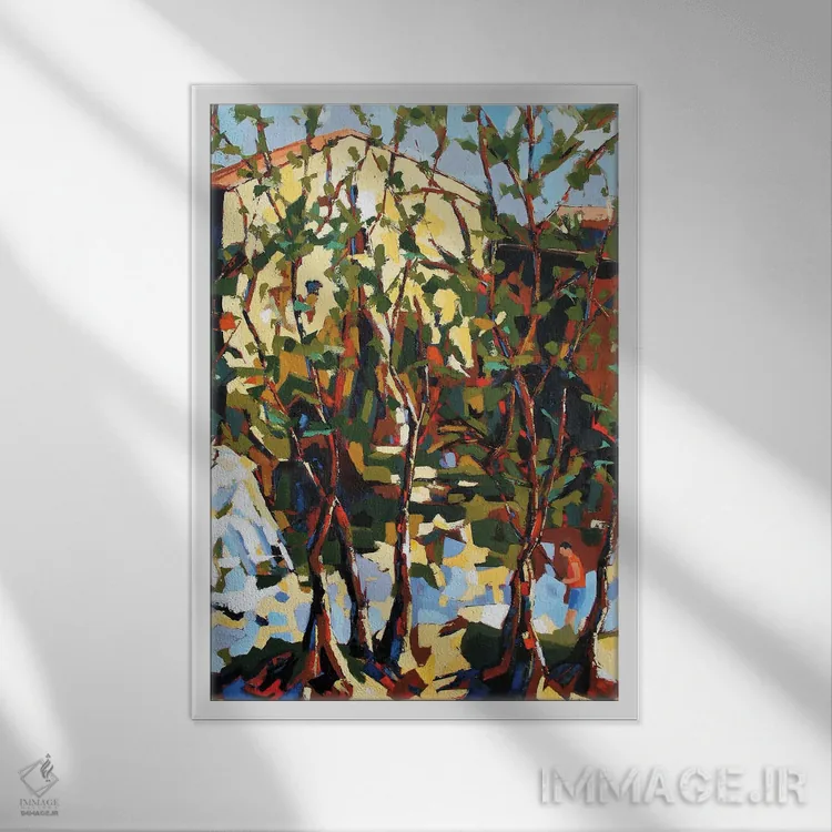 تابلو دکوراتیو ماهیگیر کنار یک آسیاب قدیمی اثر ژان-نوئل لو ژونتر - نمای قابدار سفید