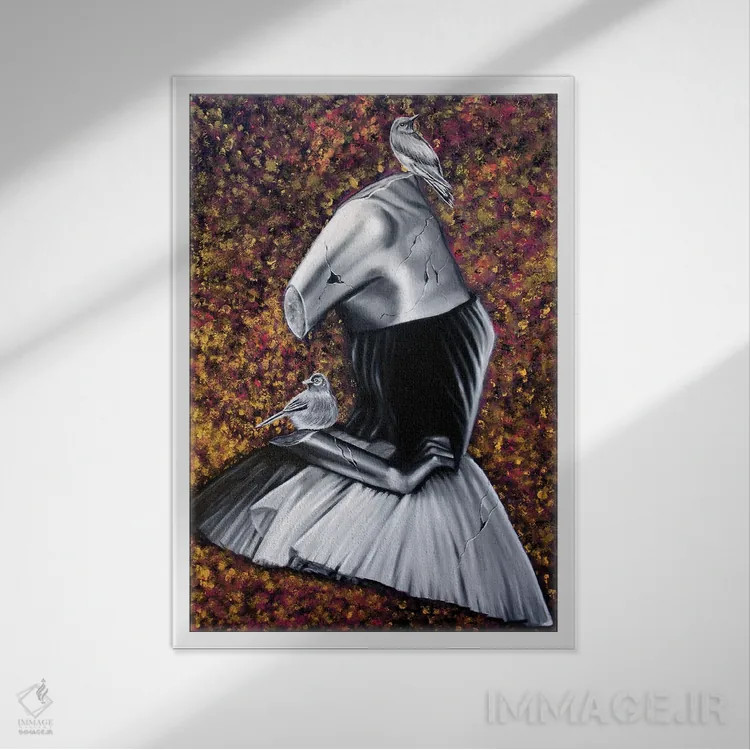 تابلو دکوراتیو رقاص باله اثر جونیر ناوارو - نمای قابدار سفید