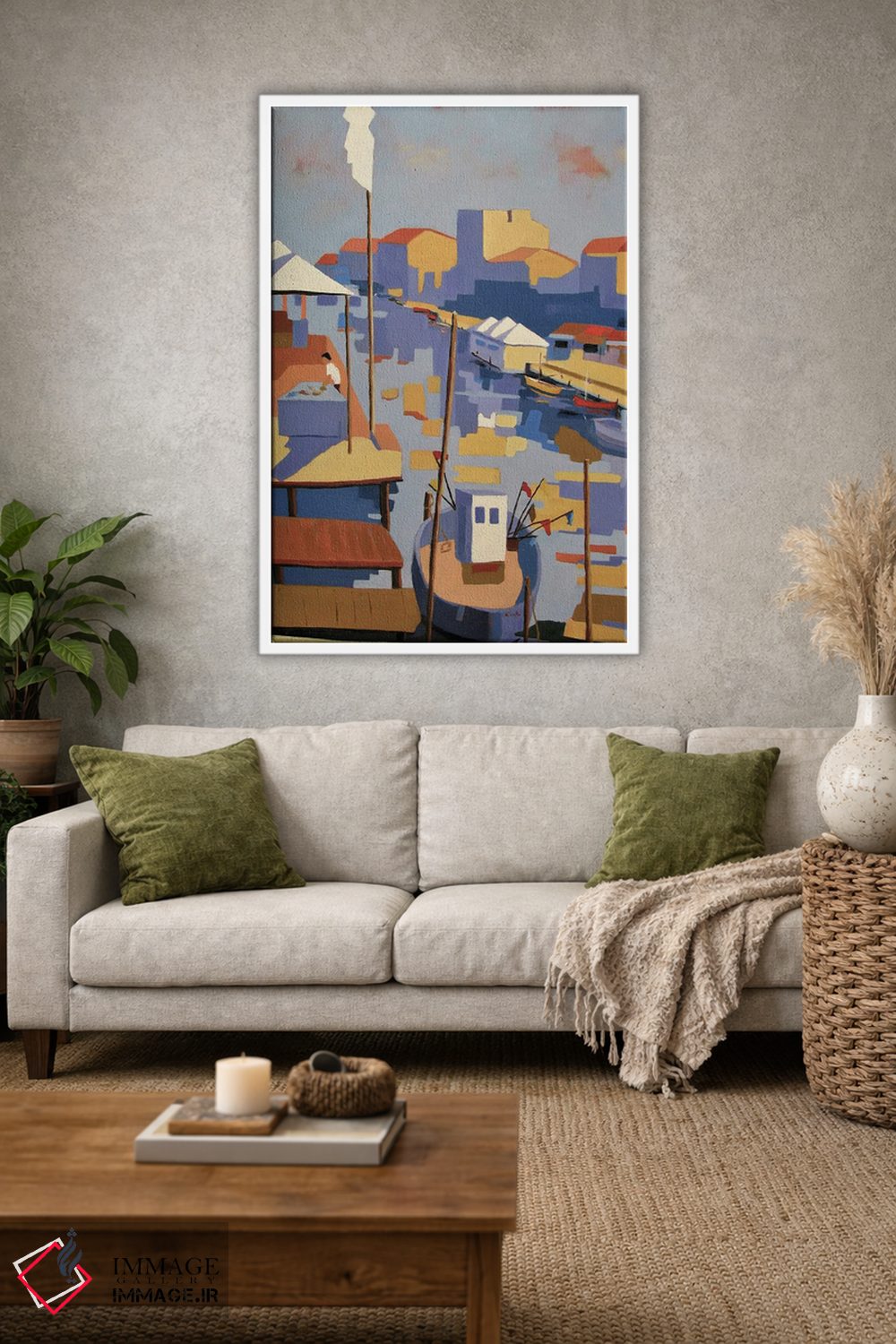 تابلو دکوراتیو A Mediterranean Harbor,پالاواس، بندری در مدیترانه اثر ژان-نوئل لو ژونتر - D1W