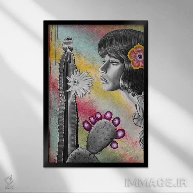 تابلو دکوراتیو ریشه هایم اثر جونیر ناوارو - نمای قابدار مشکی