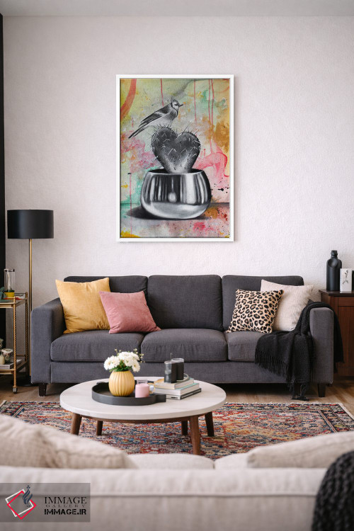 تابلو دکوراتیو کاکتوس و پرنده اثر جونیر ناوارو - D3W