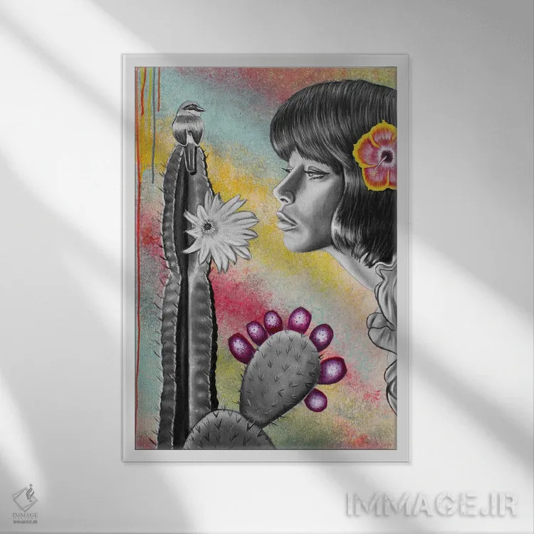 تابلو دکوراتیو ریشه هایم اثر جونیر ناوارو - نمای قابدار سفید