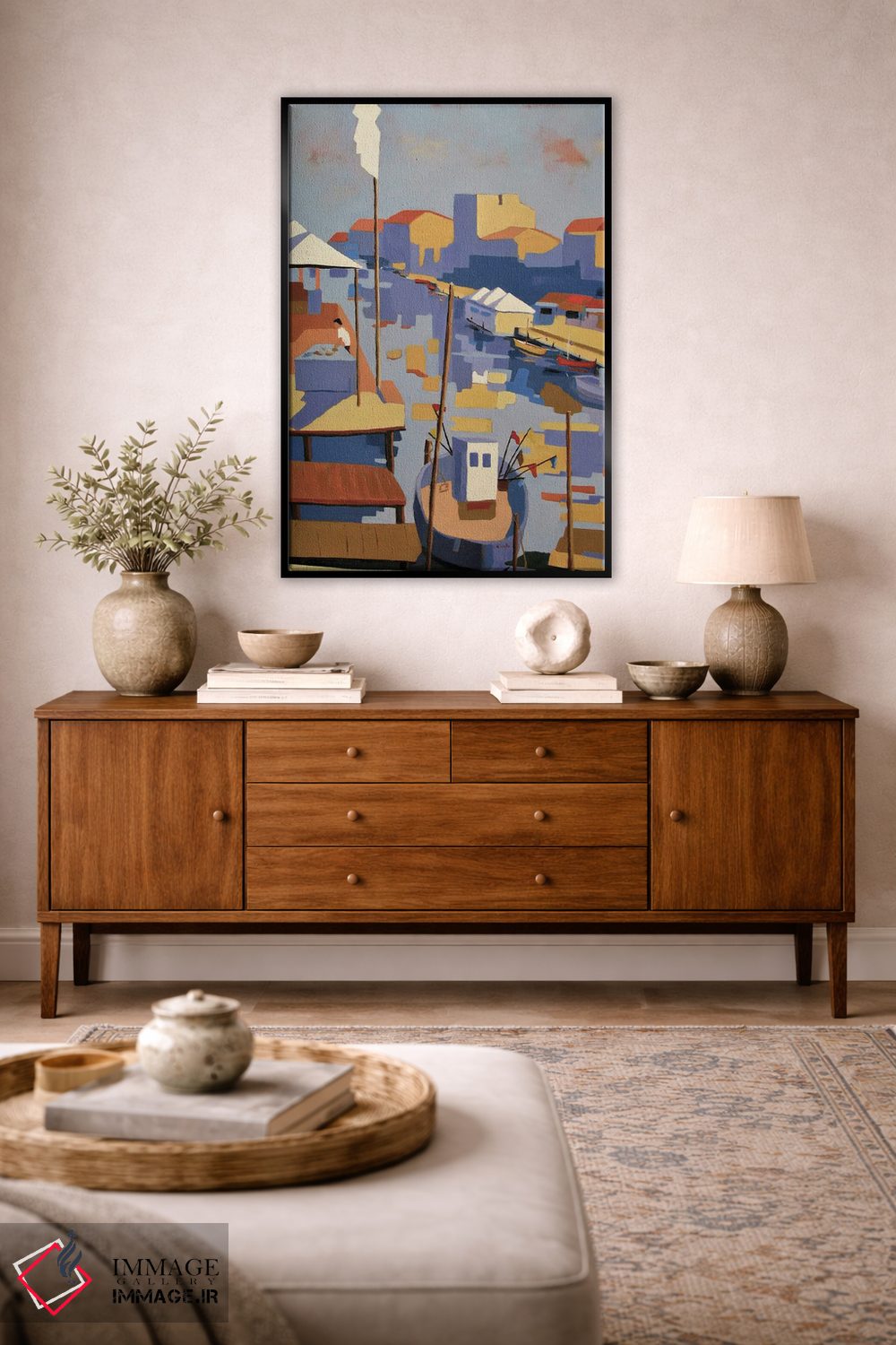 تابلو دکوراتیو A Mediterranean Harbor,پالاواس، بندری در مدیترانه اثر ژان-نوئل لو ژونتر - D5B