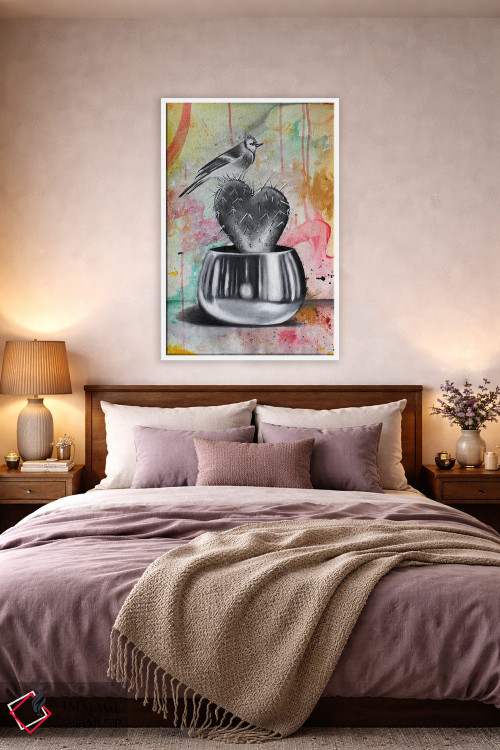 تابلو دکوراتیو کاکتوس و پرنده اثر جونیر ناوارو - D4W