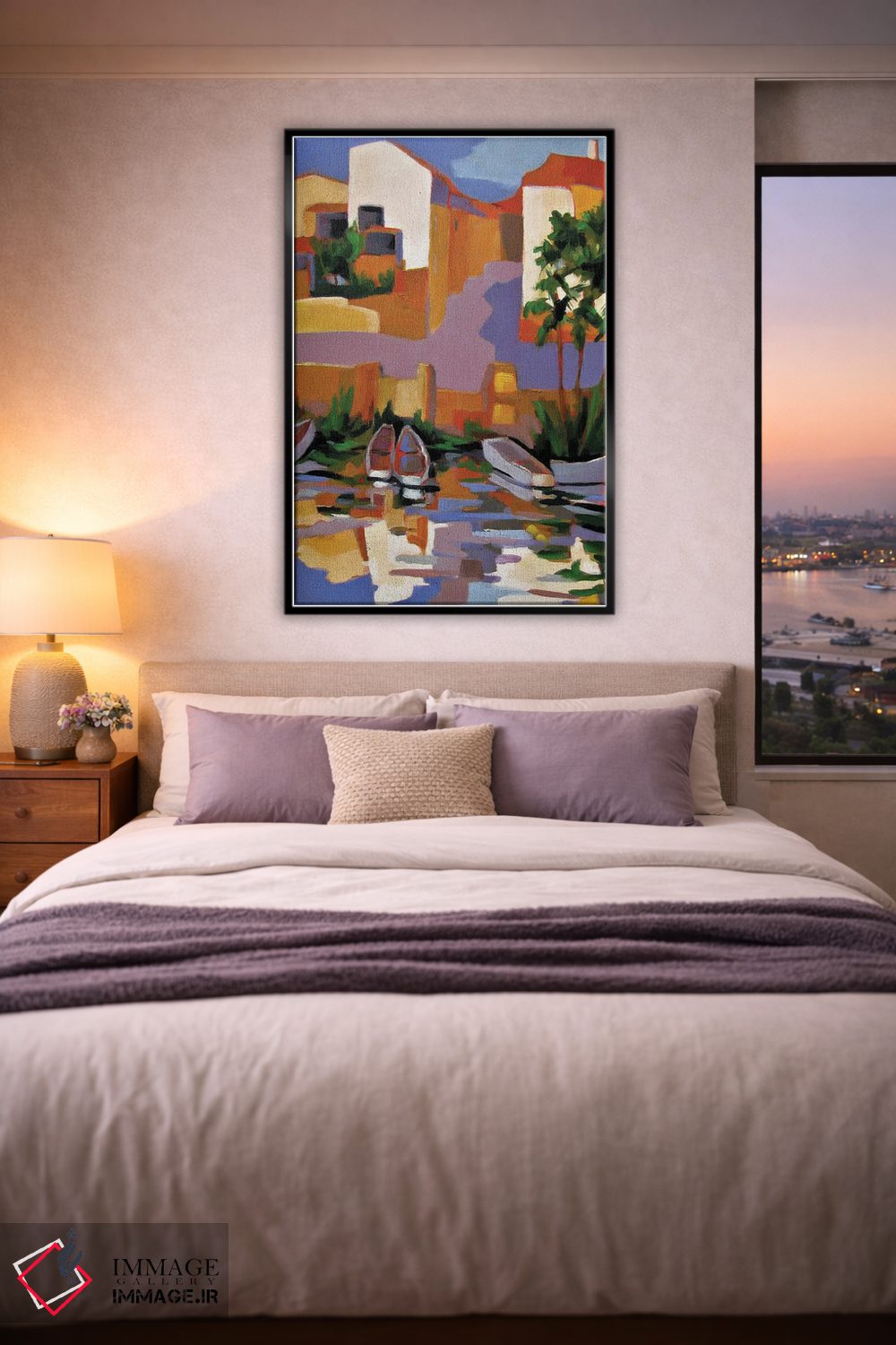 تابلو دکوراتیو بندرگاه کوچکی بر رودخانه ای در فرانسه اثر ژان-نوئل لو ژونتر - D6B