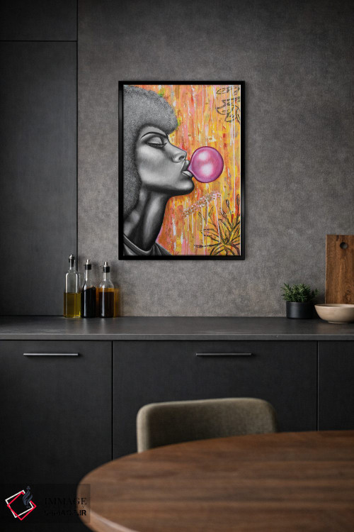 تابلو دکوراتیو دختر آدامس بادکنکی اثر جونیر ناوارو - D1B