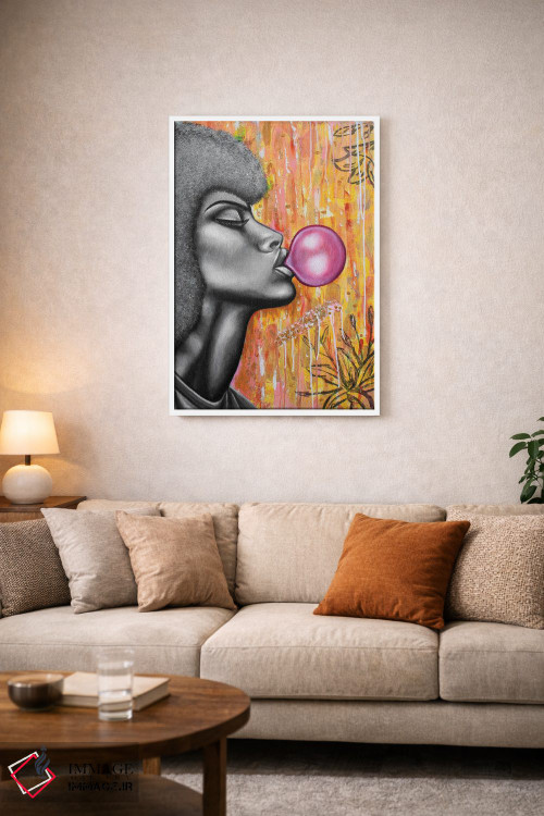 تابلو دکوراتیو دختر آدامس بادکنکی اثر جونیر ناوارو - D2W