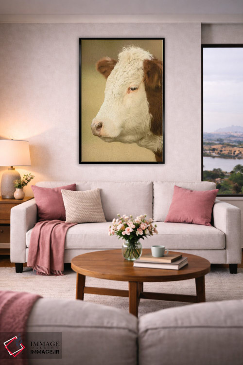 تابلو دکوراتیو La Conner, Washington, USA,نمای نزدیک از گاو هرفورد در چراگا… اثر جنت هورتون - D4B