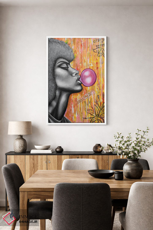 تابلو دکوراتیو دختر آدامس بادکنکی اثر جونیر ناوارو - D3W