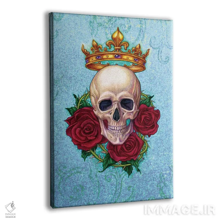 تابلو دکوراتیو Skull And Roses,تاج، جمجمه و رزها اثر جین استار ویلز - نمای پرسپکتیو محصول
