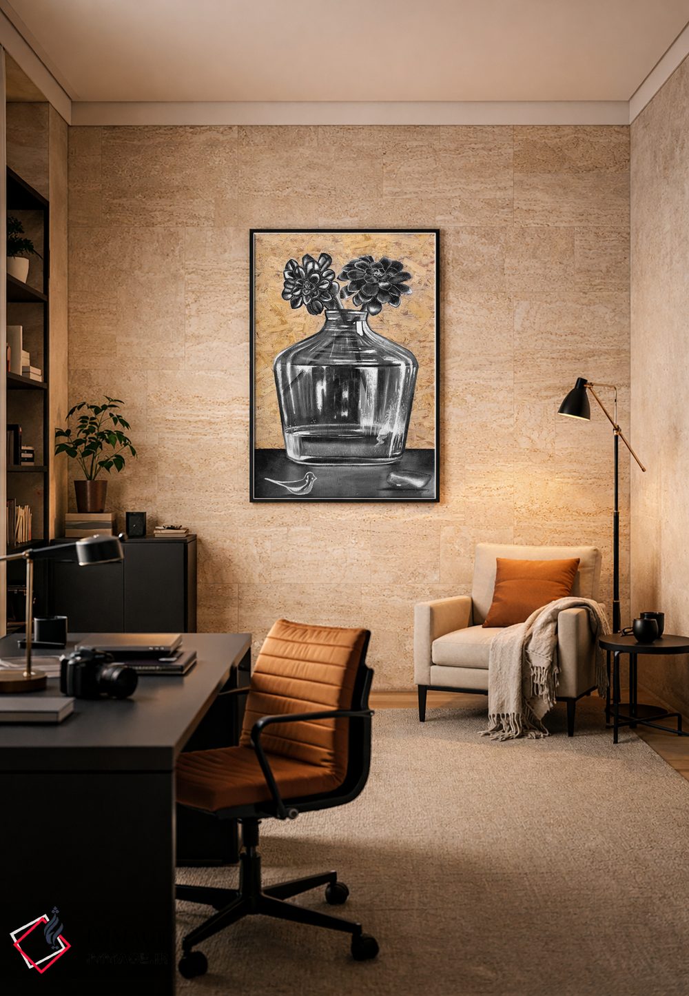 تابلو دکوراتیو طبیعت بی جان ساکولنت ها اثر جونیر ناوارو - D6B
