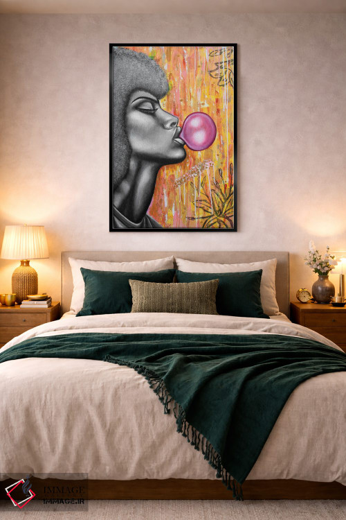 تابلو دکوراتیو دختر آدامس بادکنکی اثر جونیر ناوارو - D4B