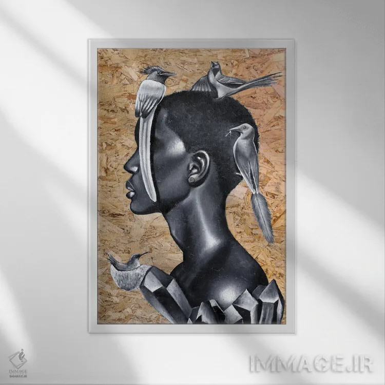 تابلو دکوراتیو تعادل اثر جونیر ناوارو - نمای قابدار سفید