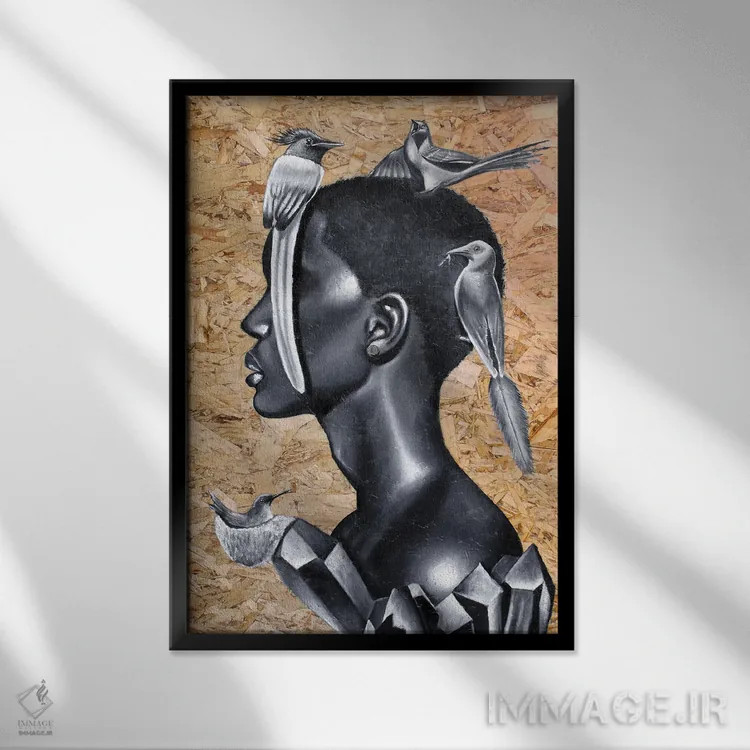 تابلو دکوراتیو تعادل اثر جونیر ناوارو - نمای قابدار مشکی