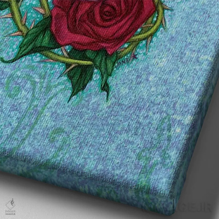 تابلو دکوراتیو Skull And Roses,تاج، جمجمه و رزها اثر جین استار ویلز - نمای نزدیک بافت بوم