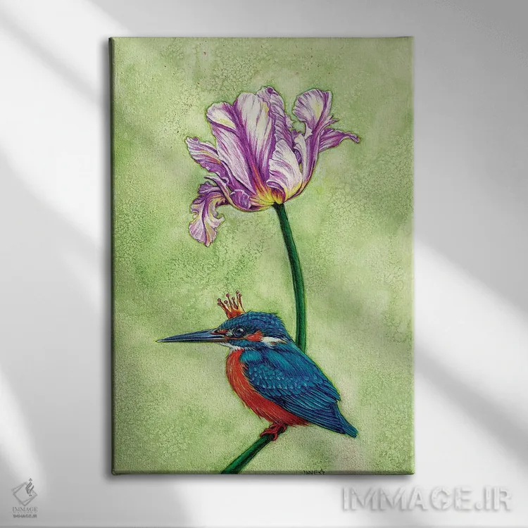 تابلو دکوراتیو مرغ ماهیخوار اثر جین استار ویلز - نمای روبهرو روی دیوار