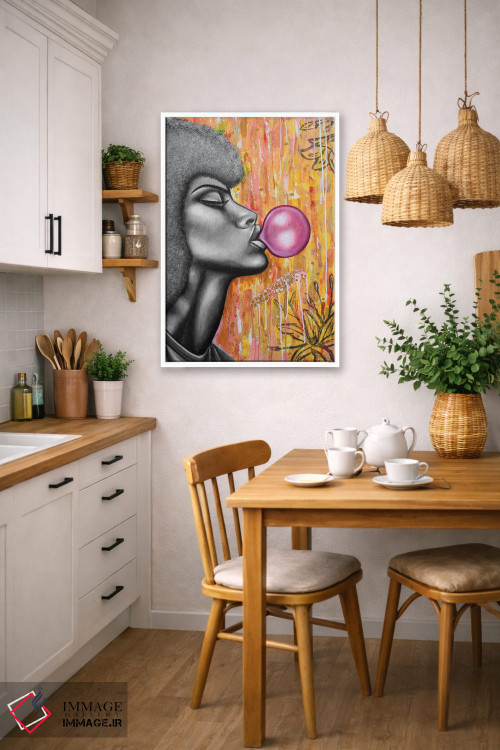 تابلو دکوراتیو دختر آدامس بادکنکی اثر جونیر ناوارو - D5W