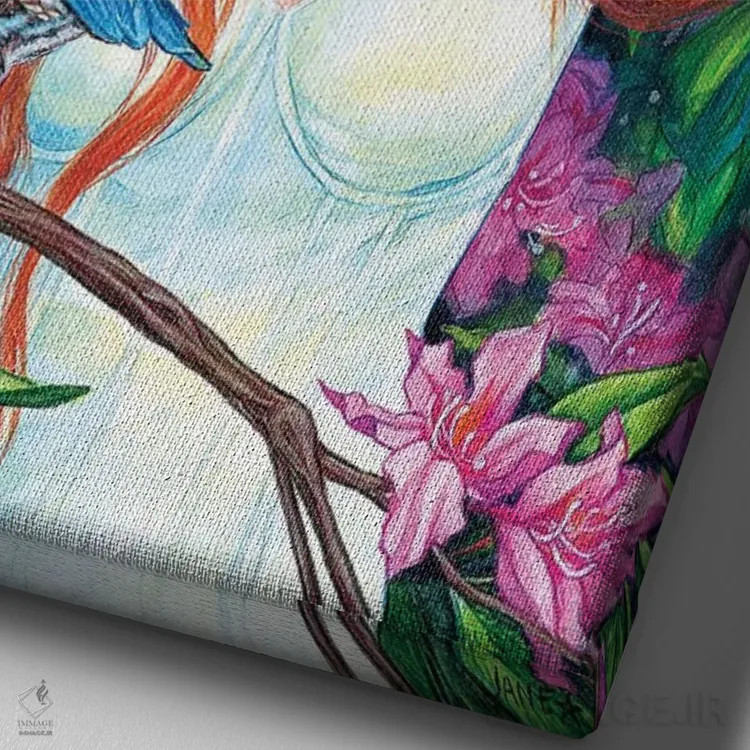 تابلو دکوراتیو بلدرچین اثر جین استار ویلز - نمای نزدیک بافت بوم