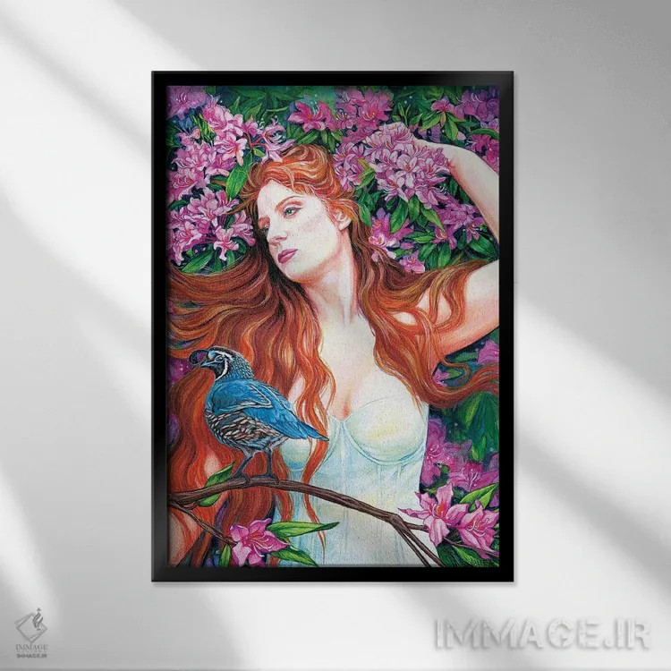 تابلو دکوراتیو بلدرچین اثر جین استار ویلز - نمای قابدار مشکی