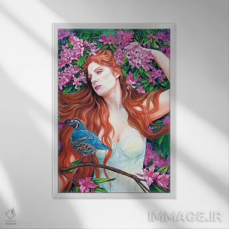 تابلو دکوراتیو بلدرچین اثر جین استار ویلز - نمای قابدار سفید