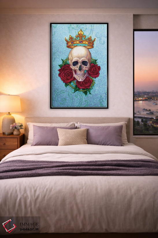 تابلو دکوراتیو Skull And Roses,تاج، جمجمه و رزها اثر جین استار ویلز - D5B