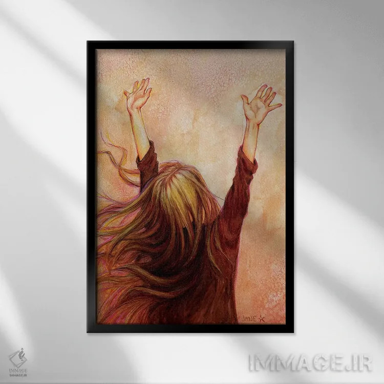 تابلو دکوراتیو دست یافتن اثر جین استار ویلز - نمای قابدار مشکی